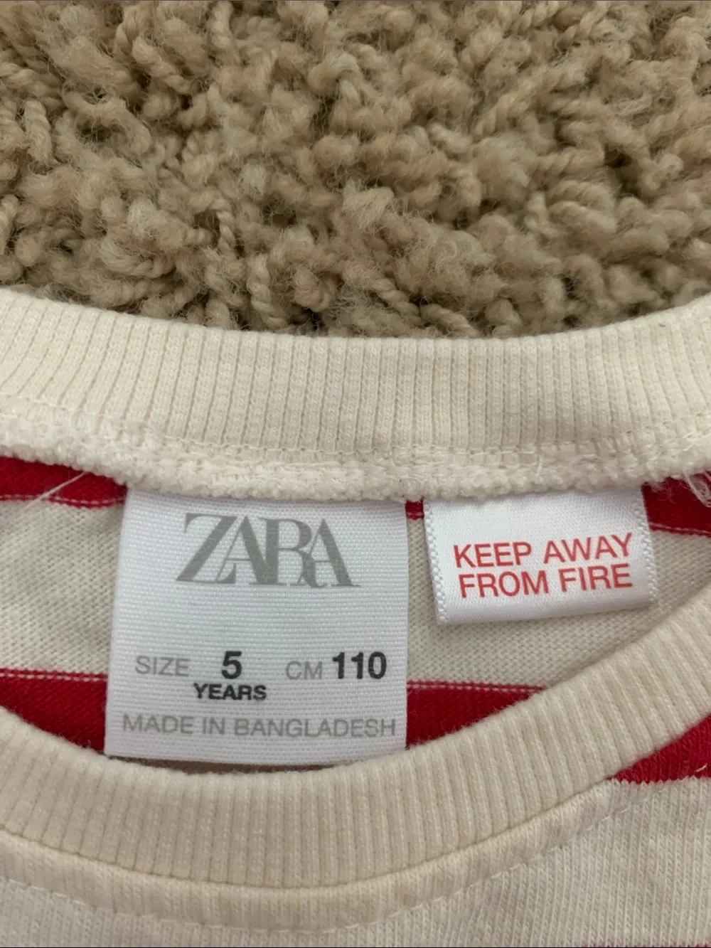 Zara Toddler Girls Red & White Striped Long-Sleeve Tee